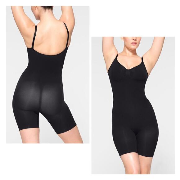 NWOT Skims Seamless Sculpt Mid Thigh Bodysuit in Onyx Women’s Size S/M - Picture 1 of 7
